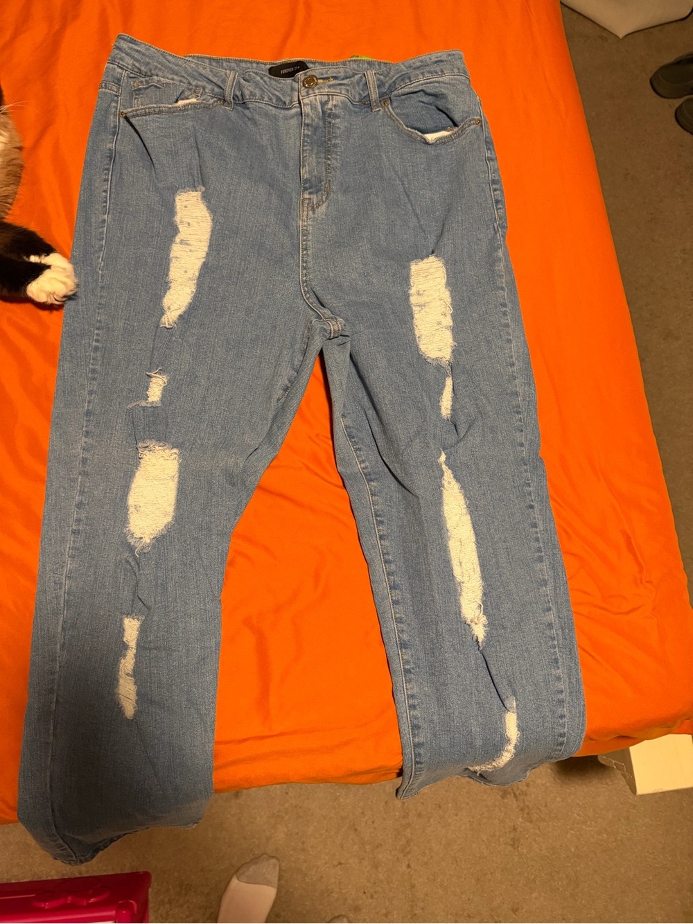 Forever 21 Light Blue Ripped Boyfriend Jeans